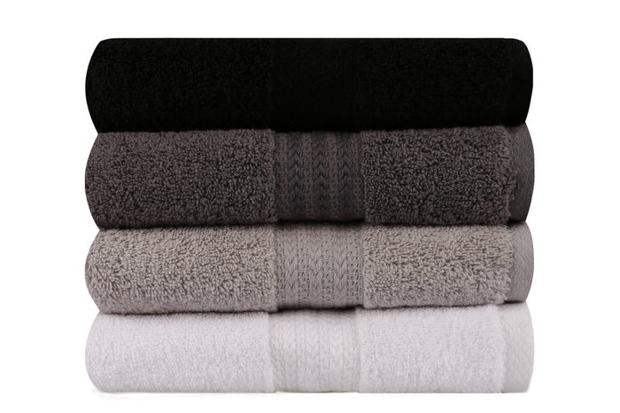 Aucune Juego de 4 toallas de mano - 50 x 90 cm - Blanco, Gris, Antracita, Negro